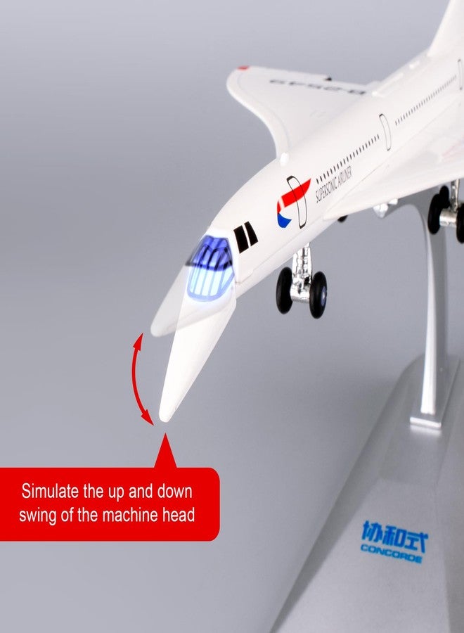 BDTCTK 1/168 Concorde Supersonic Airliner Model Airplane Toys, Zinc Alloy Diecast Toy Cars with Sounds and Lights Vehicles for Kids Boy Girl Gift (White) - Image 5